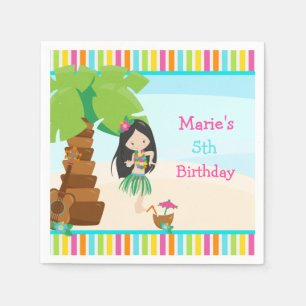 Aloha Black Hair Girl Party Napkin