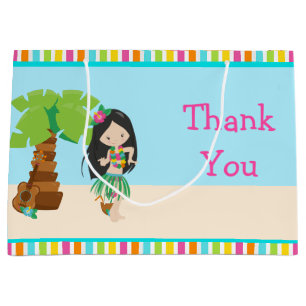 Aloha Black Hair Girl Thank You Large Gift Bag