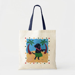 Aloha Black Labrador dots Tote Bag