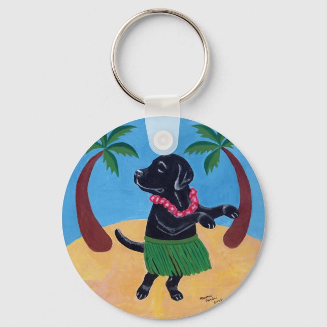 Aloha Black Labrador Key Ring (Front)