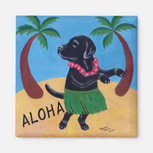 Aloha Black Labrador Magnet
