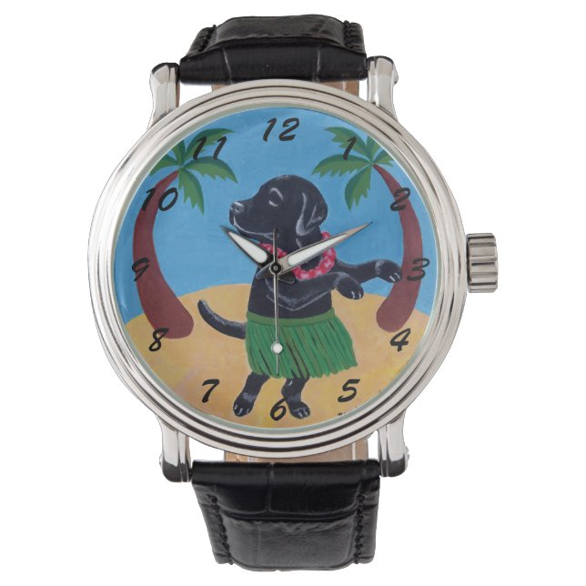 Aloha Black Labrador Painting Watch (Front)