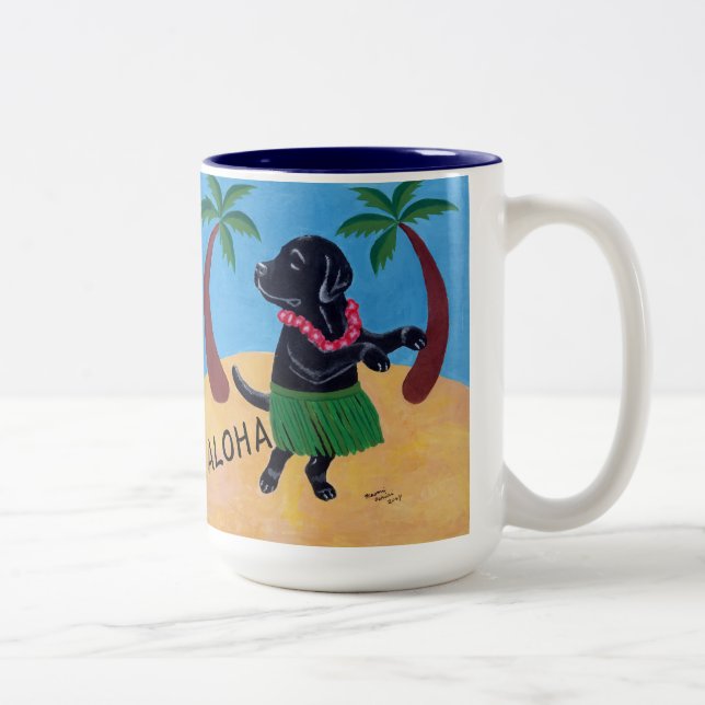 Aloha Black Labrador Two-Tone Coffee Mug (Right)