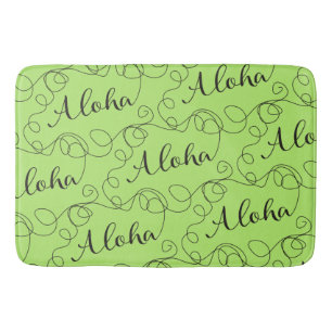 ALOHA black seamless pattern with LINES Bath Mat