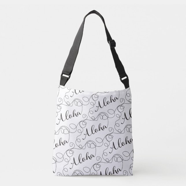 ALOHA black seamless pattern with LINES Crossbody Bag (Front)