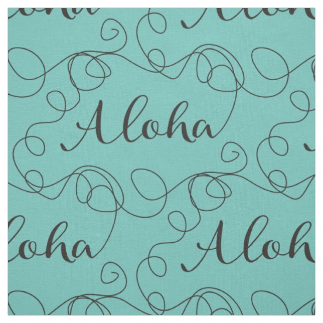ALOHA black seamless pattern with LINES Fabric (Swatch)
