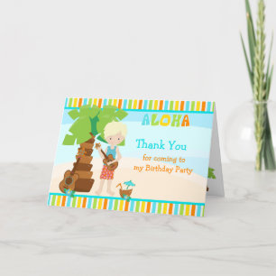Aloha Blonde Hair Boy Thank You Card