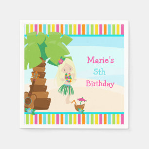 Aloha Blonde Hair Girl Party Napkin