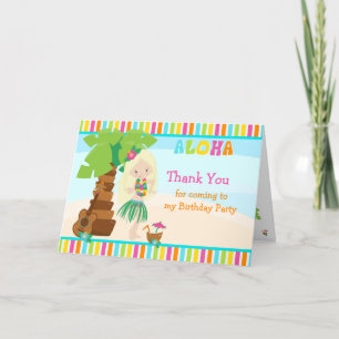 Aloha Blonde Hair Girl Thank You Card