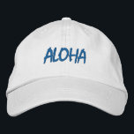 ALOHA Blue and White Embroidered Hat<br><div class="desc">ALOHA Blue and White Embroidered cotton hat. Makes a wonderful gift for anybody who loves Hawaii! If you would prefer to have your personal text then simply select "Personalise this template" details button to enter your choice of custom text. Embroidery is also customisable to other colour choices by selecting the...</div>