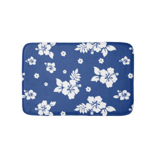 Aloha Blue Classic Hawaiian Seamless Pattern Bath Mat