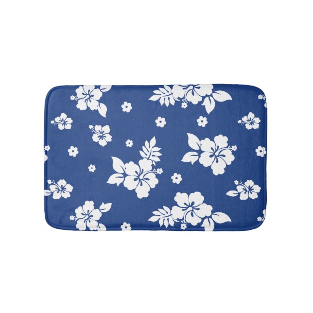 Aloha Blue Classic Hawaiian Seamless Pattern Bath Mat (Front)