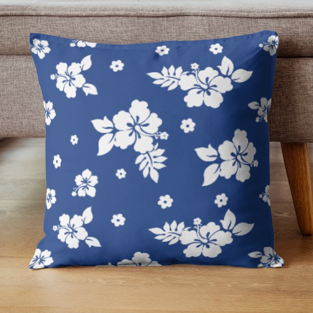 Aloha Blue Classic Hawaiian Seamless Pattern Cushion (Creator Uploaded)