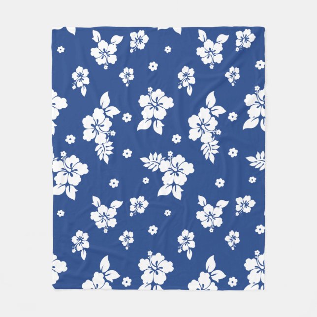Aloha Blue Classic Hawaiian Seamless Pattern Fleece Blanket (Front)