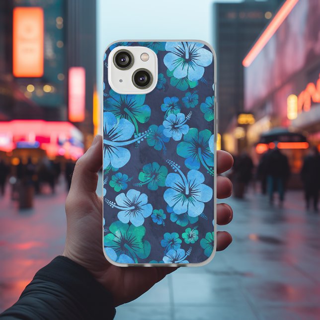 Aloha Blue Hawaiian Hibiscus Floral Print Case-Mate iPhone Case (Creator Uploaded)