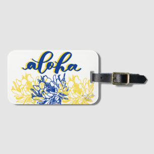 Aloha Blue Yellow Cereus Luggage Tags