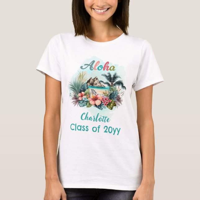 Aloha Boho Tropical Island Beach Summer Graduation T-Shirt (Front)
