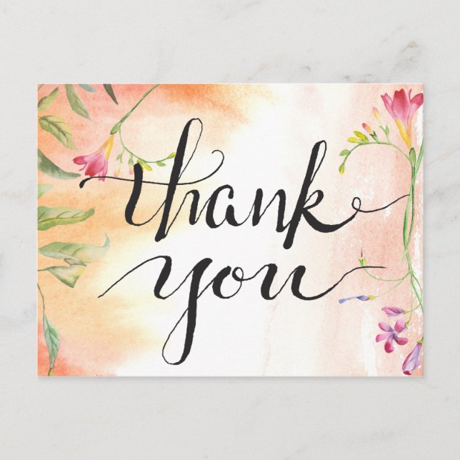 Aloha Boho Wedding Freesia Thank You Postcard (Front)