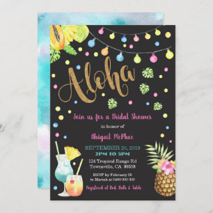 Aloha Bridal Shower Invitation, Hawaiian Luau Invitation