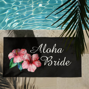 Aloha Bride Pink Tropical Floral Beach Towel