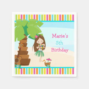 Aloha Brunette Hair Girl Party Napkin