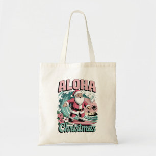 Aloha Christmas Hawaii Santa Surfing Tropical Tote Bag