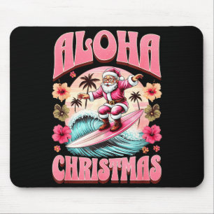 Aloha Christmas Santa Claus Surfing Hawaiian Mele  Mouse Mat