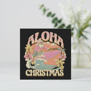 Aloha Christmas Surfing Santa Hawaiian Kalikimaka  Holiday Card