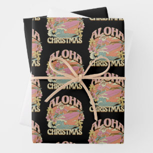 Aloha Christmas Surfing Santa Hawaiian Kalikimaka Wrapping Paper Sheet