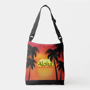 Aloha Colourful Hawaiian Palm Trees and Sunset  Crossbody Bag
