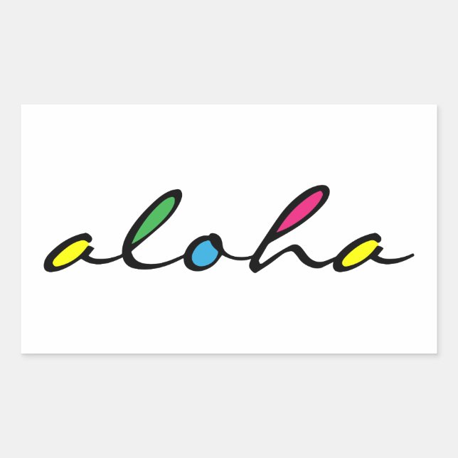 ALOHA colourful Rectangular Sticker (Front)