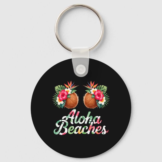 Aloha Costume Beaches Lover Funny Cocos Bra Key Ring (Front)