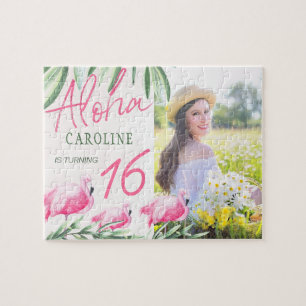 Aloha custom PHOTO sweet 16 birthday keepsake gift Jigsaw Puzzle