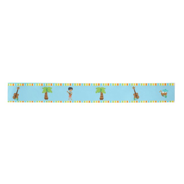 Aloha Cute African American Boy Satin Ribbon (Front)