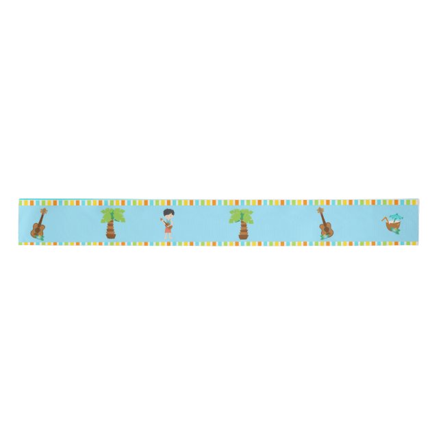 Aloha Cute Black Hair Boy Satin Ribbon (Front)