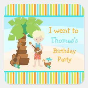 Aloha Cute Blonde Hair Party Square Sticker