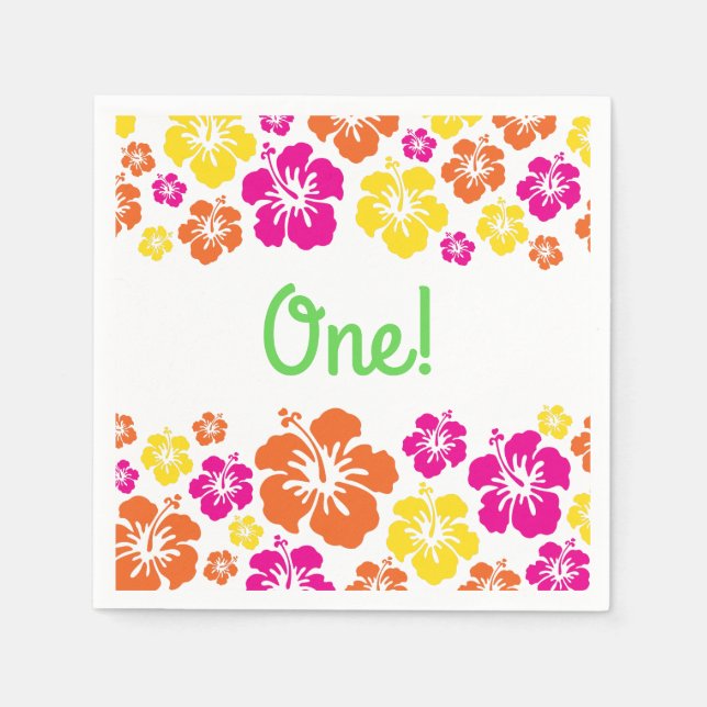 Aloha Cute Hawaiian 1st Birthday Party Theme Napkin (Front)