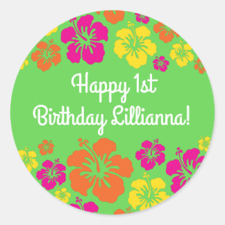 Aloha Cute Hawaiian Kid's Birthday Party Classic Round Sticker