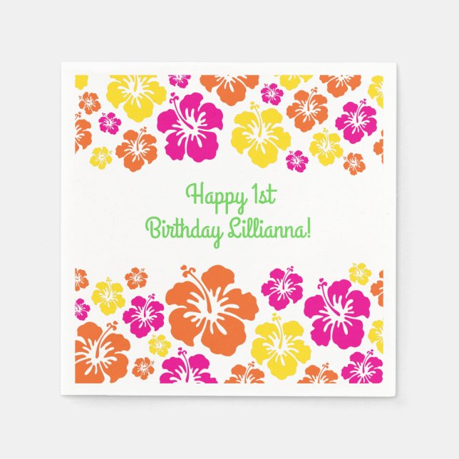 Aloha Cute Hawaiian Kid's Birthday Party Napkin (Front)