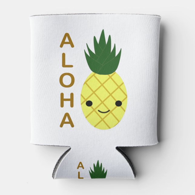 Aloha Cute Kawaii Pineapple Can Cooler (Front)