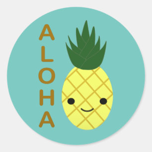 Aloha Cute Kawaii Pineapple Classic Round Sticker