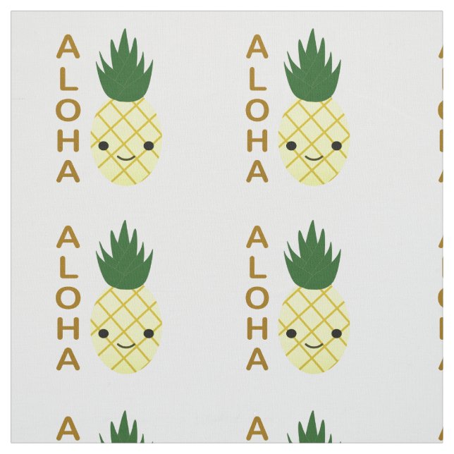 Aloha Cute Kawaii Pineapple Fabric (Swatch)