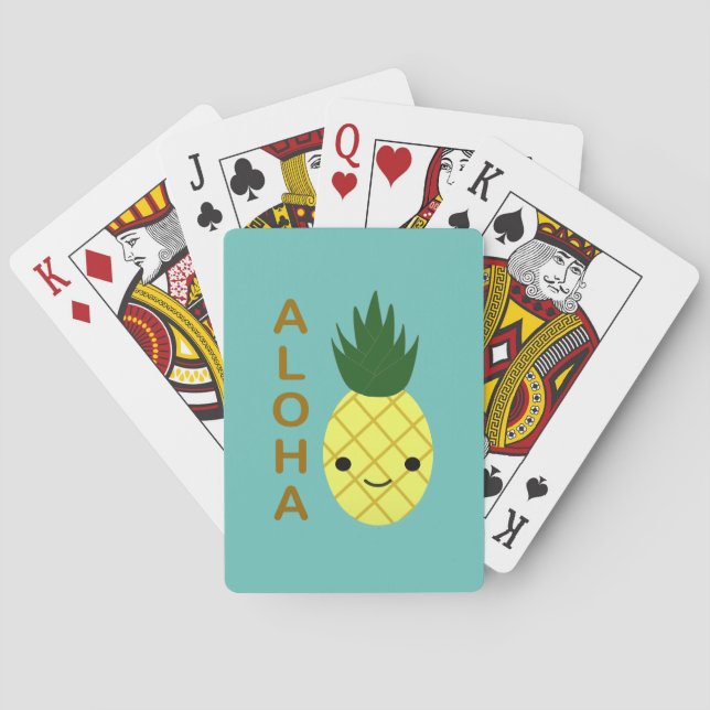 Aloha Cute Kawaii Pineapple Playing Cards (Back)