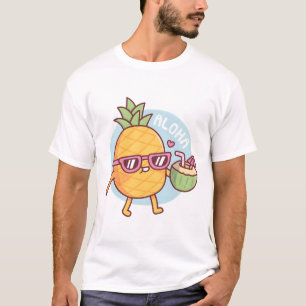 Aloha Cute Pineapple With Sunglasses And Coconut W T-Shirt