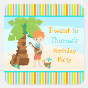 Aloha Cute Red Hair Party Square Sticker