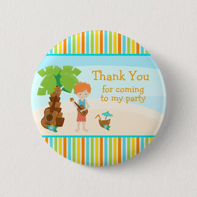 Aloha Cute Red Hair 'Thank you for coming' 6 Cm Round Badge (Front)