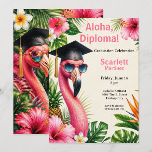 Aloha Diploma Tropical Graduation Pool Party Invitation