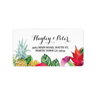 Aloha Elegant Address Luau Wedding Labels Stickers