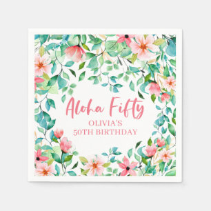 Aloha Fifty Tropical Luau 50th Birthday Napkin
