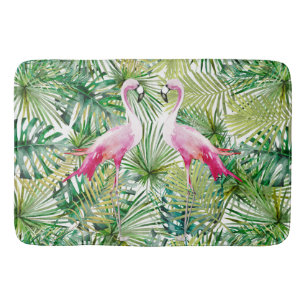 Aloha Flamingo Bird Animal in Jungle Bath Mat